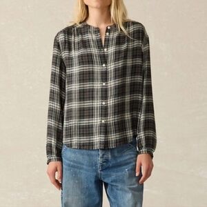 Faherty Drift Timberwood Plaid Long Sleeve Button Front Flannel Top Size Medium